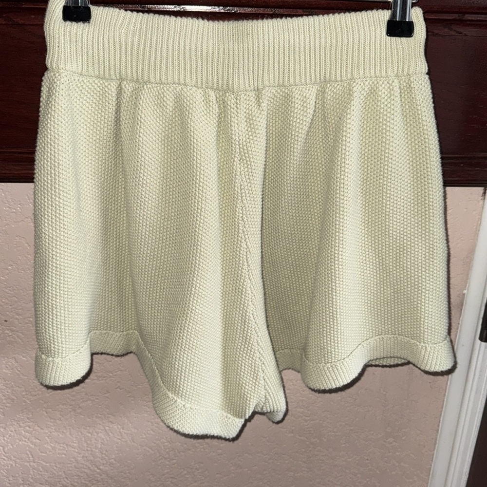 Lilyful Womens Small Cream Colored Knit Comfy Casual 100% Cotton Lounge Shorts - Picture 5 of 5